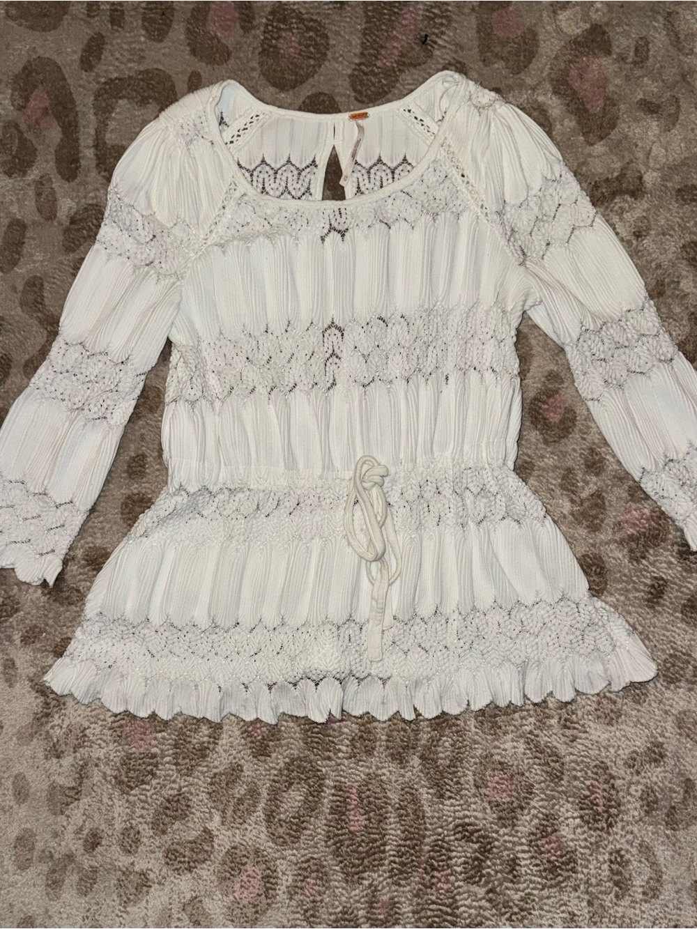 Free People Cream Crochet Peasant Blouse